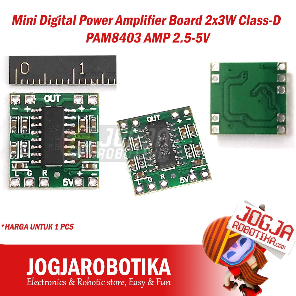 PAM8403 Mini Digital Amplifier Board - 2x3W Class D - Pack of 2.